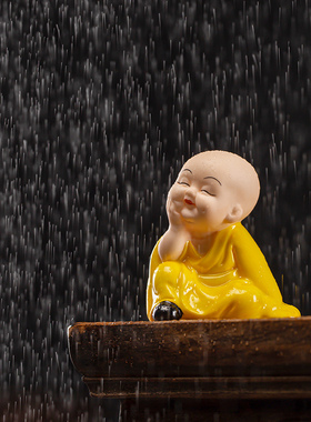 可爱陶瓷小和尚禅意车内园艺花盆