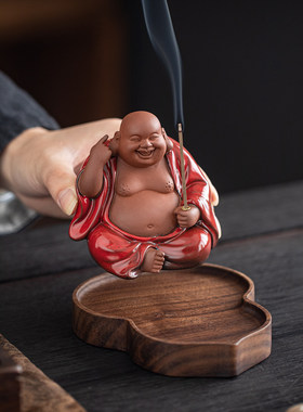 创意紫砂精品四不弥勒佛摆件