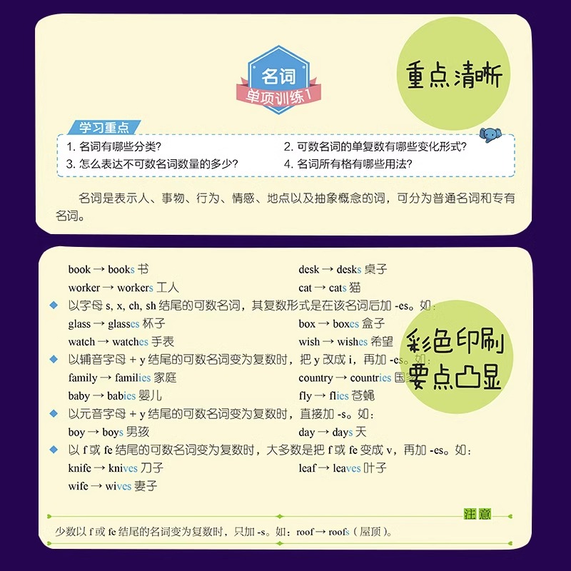 小学英语语法与词汇2000题漫画图解小学英语语法大全英语语法专项训练题语法词汇讲解练习小学英语国际音标考点精练英语语法书