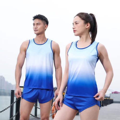 专业田径训练服体考长短跑比赛运动服马拉松跑步运动男女背心套装 - 图1