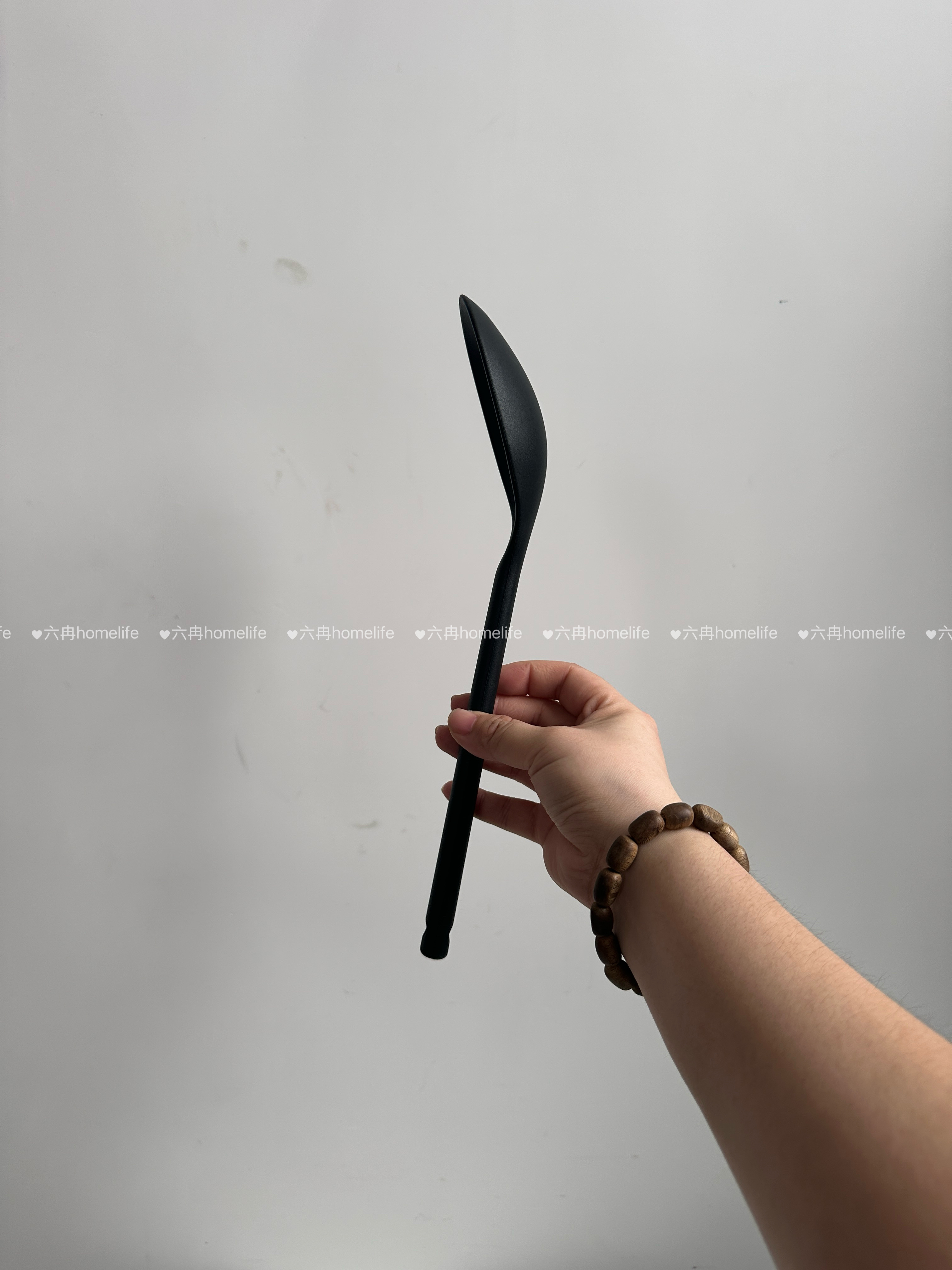 食品级硅胶密羮硅胶长柄汤勺厨房炒菜用具黑色加厚防烫勺 - 图2