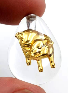 镶金米上刻字属相香水瓶吊坠