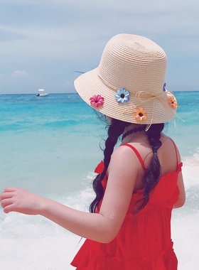 草帽沙滩甜美女童夏季大檐遮阳帽