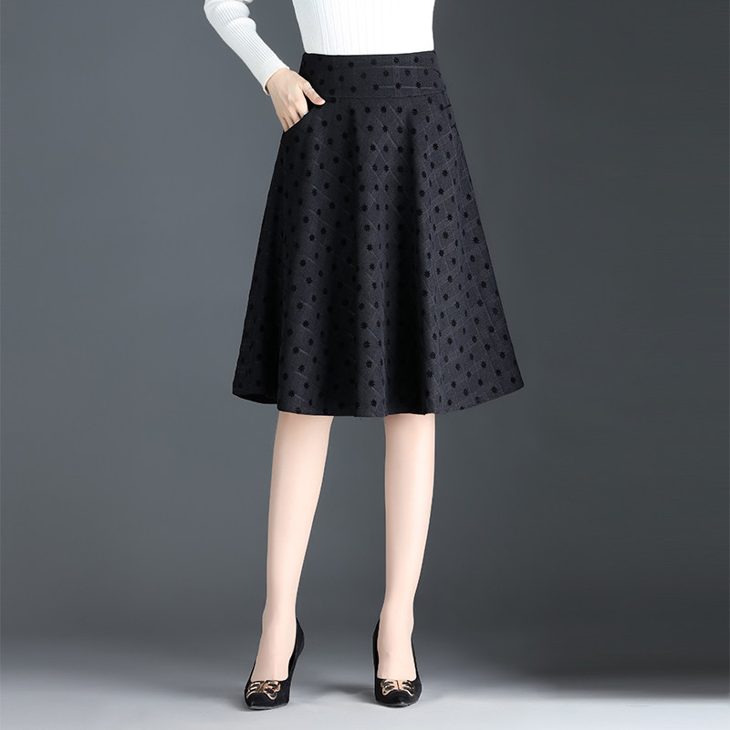 秋季高腰黑色a字小摆裙新款半身裙 都孜妮半身裙