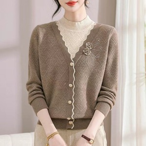 2025新款时尚妈妈加绒假两件毛衣