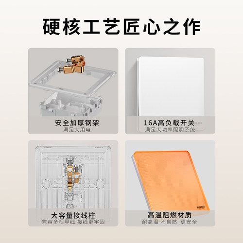 德力西超薄290开关插座面板奶油风空调16a一开五孔墙开86型极地白 - 图2