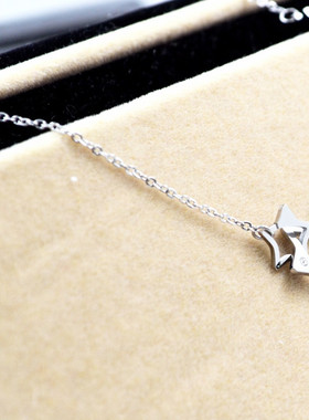 甜美五角星双环钛钢玫瑰金锁骨链