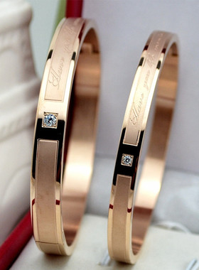 磨砂玫瑰金日韩风手环想你同款