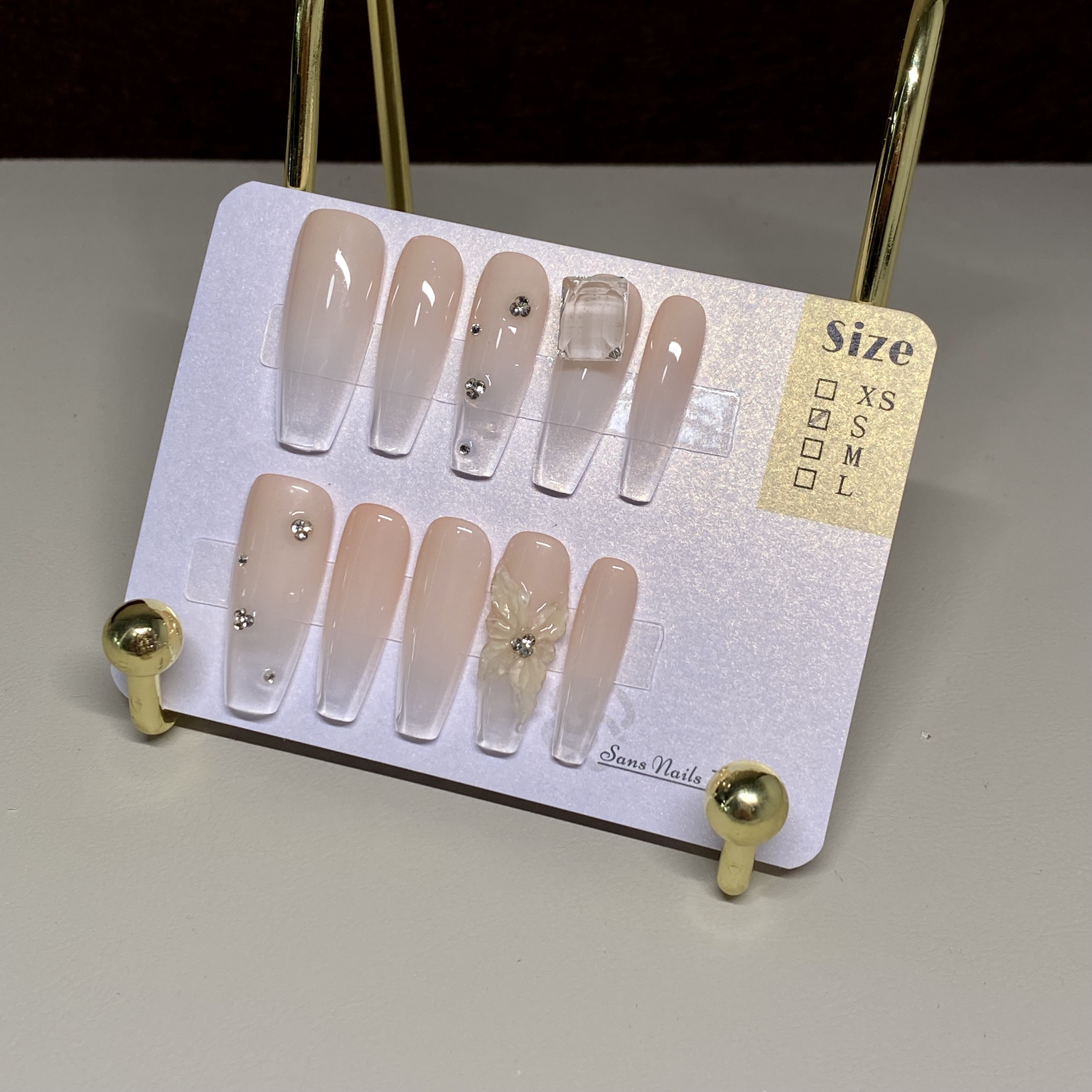 【盛开】2025新长款穿戴甲冰透裸色显白高级渐变手工雕花立体美甲 - 图3