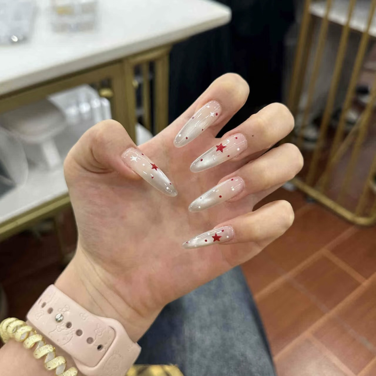 2025新款手工穿戴甲纯欲温柔渐变五角星波点玻璃珠猫眼淑女美甲,淘宝优惠券,粉丝福利购,淘宝优惠卷