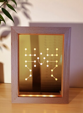 传统文化真武大帝灯图USB LED实木灯展灯夜灯发光摆件灯