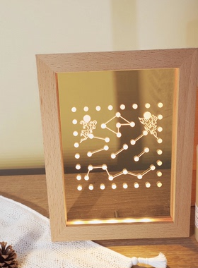 繁体南斗六星,北斗七星USB LED实木摆件灯氛围灯夜灯北斗灯