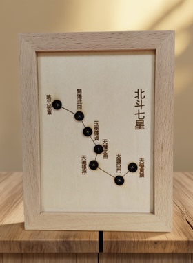 传承传统北斗七星灯阵USB LED暖白光灯珠实木摆件灯夜灯北斗灯