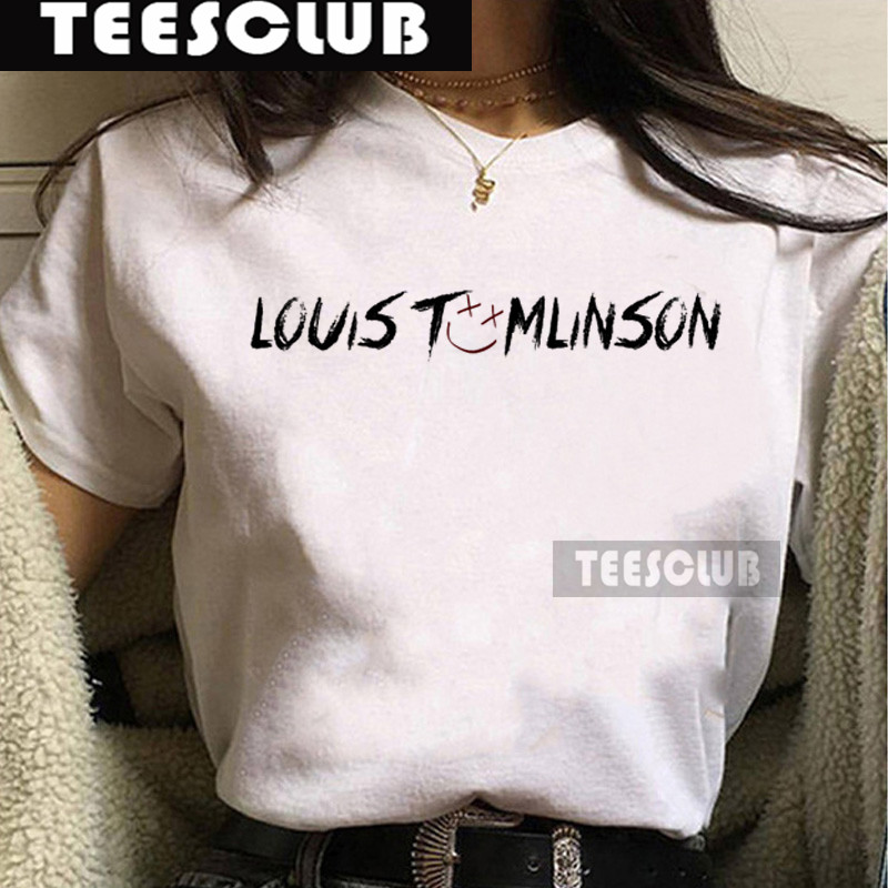 Louis Tomlinson One Direction Women TShirt 单向组合笑脸T恤黑 - 图1