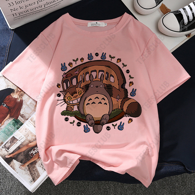 Spirited Away T-shirt宫崎骏动漫千与千寻周边印花粉色短袖T恤-图1