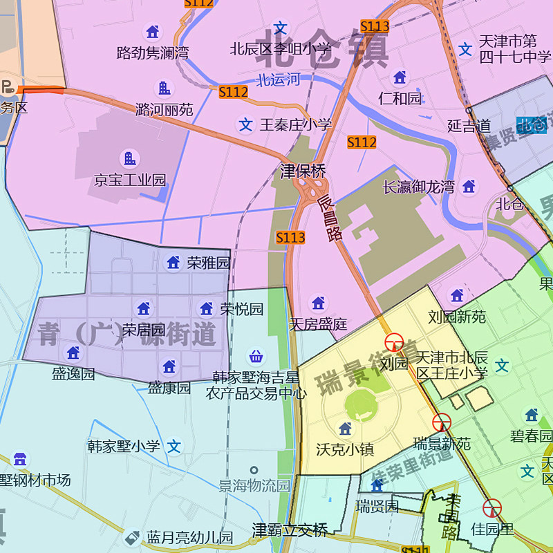 北辰区行政折叠地图1.15m客厅装饰画餐厅高清贴画天津市现货包邮
