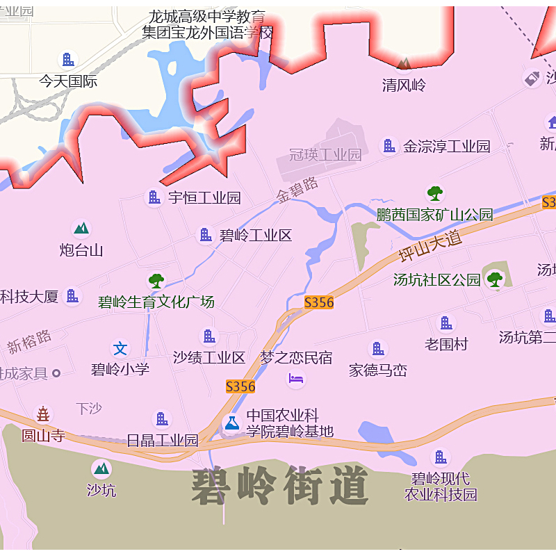 坪山区地图1.15m深圳市广东省折叠版公司会议办公室装饰画 - 图1