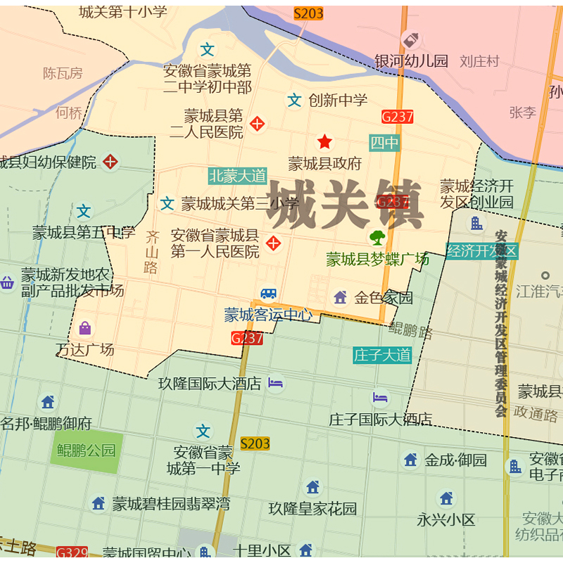 蒙城县地图1.15m折叠版亳州市安徽省客厅装饰画沙发背景墙壁画 - 图1