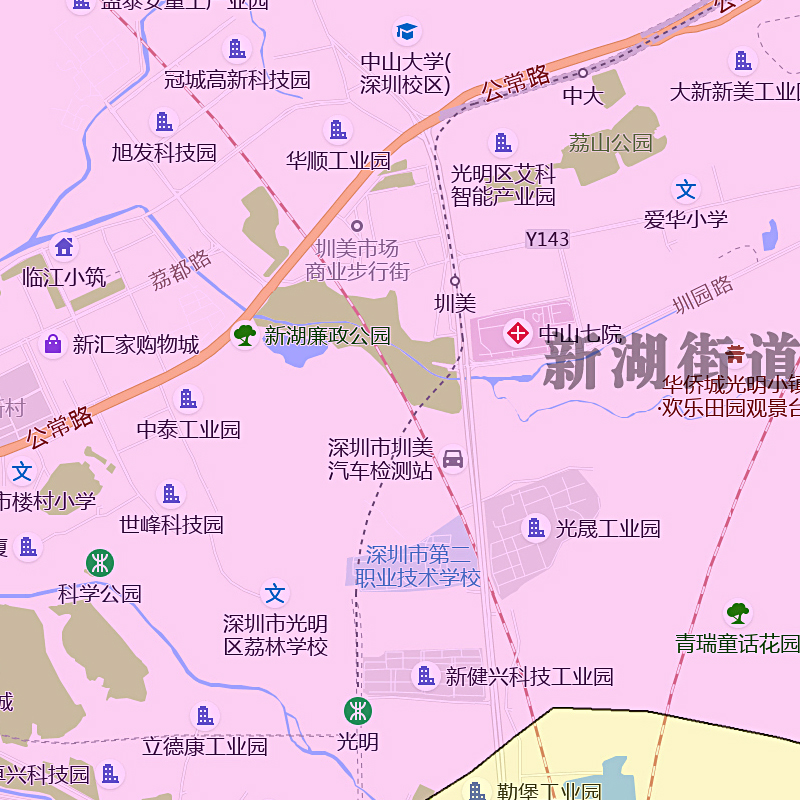 光明区地图1.15m深圳市广东省折叠版壁画墙贴办公室贴画装饰画