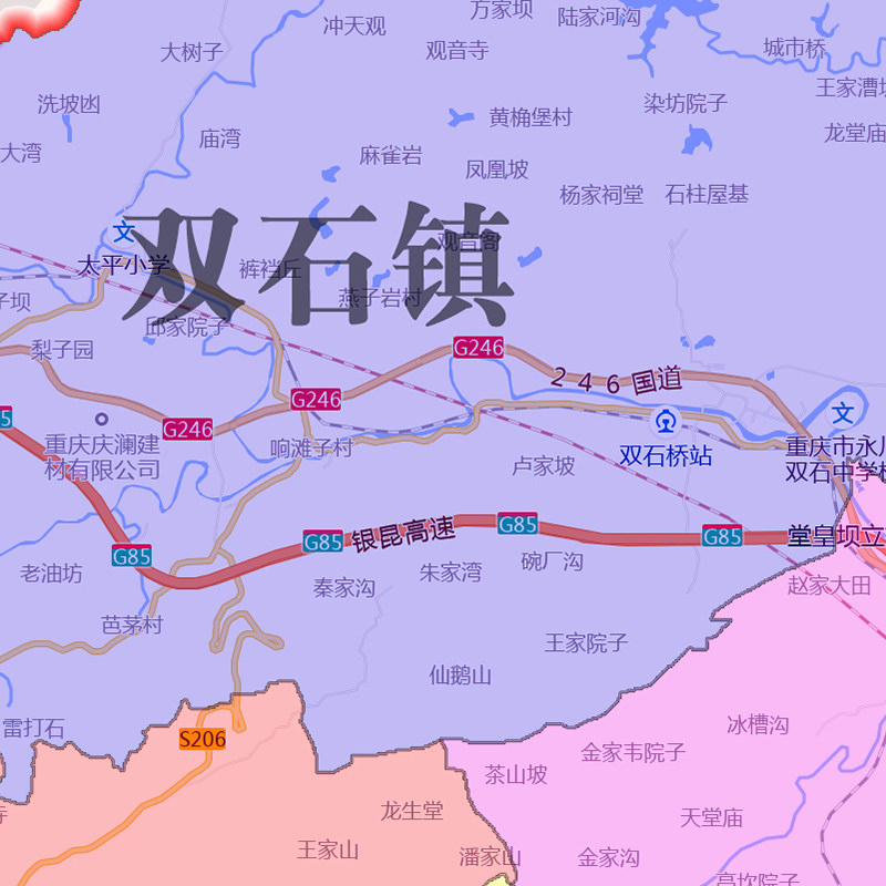 永川区行政折叠地图1.15m贴画重庆市行政交通区域颜色划分现货