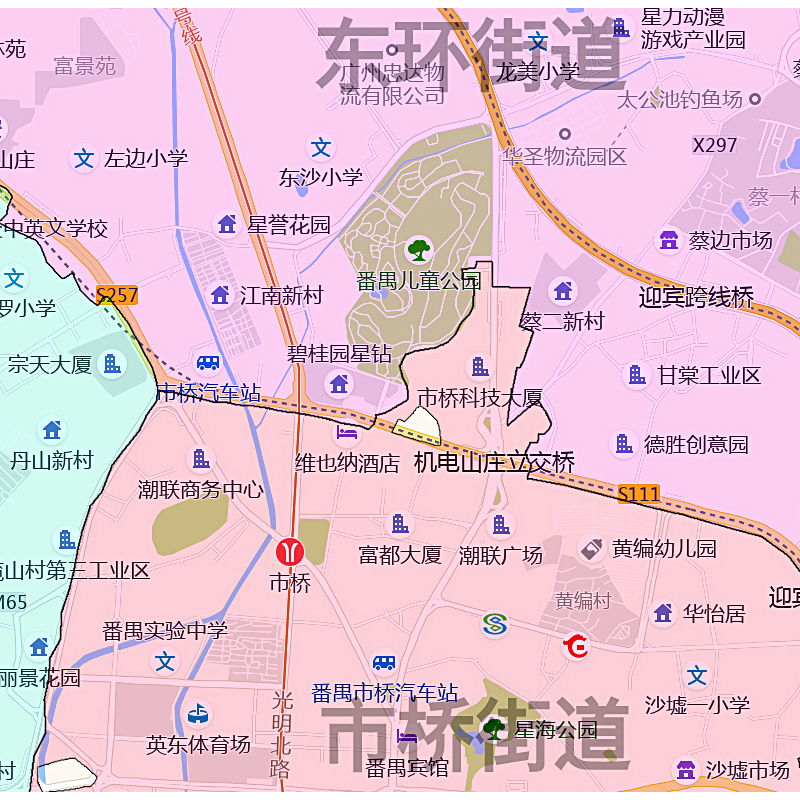 番禺区地图1.15m广东省广州市折叠款高清装饰画餐厅贴画 - 图1