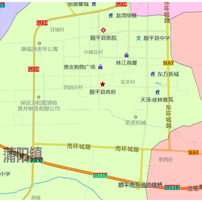 顺平县地图1.15m河北省保定市折叠版客厅办公室地理墙面装饰贴画 - 图1