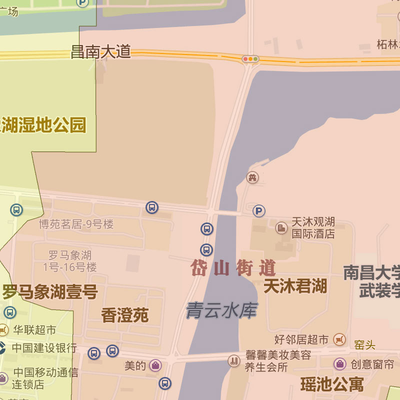 青山谱区地图1.15m江西省南昌市折叠版学生成人书房装饰画墙贴