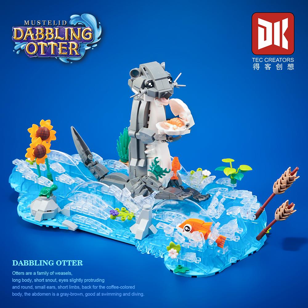 得客6029超萌可爱水獭戏水小场景摆件益智拼装小颗粒积木玩具模型 - 图1
