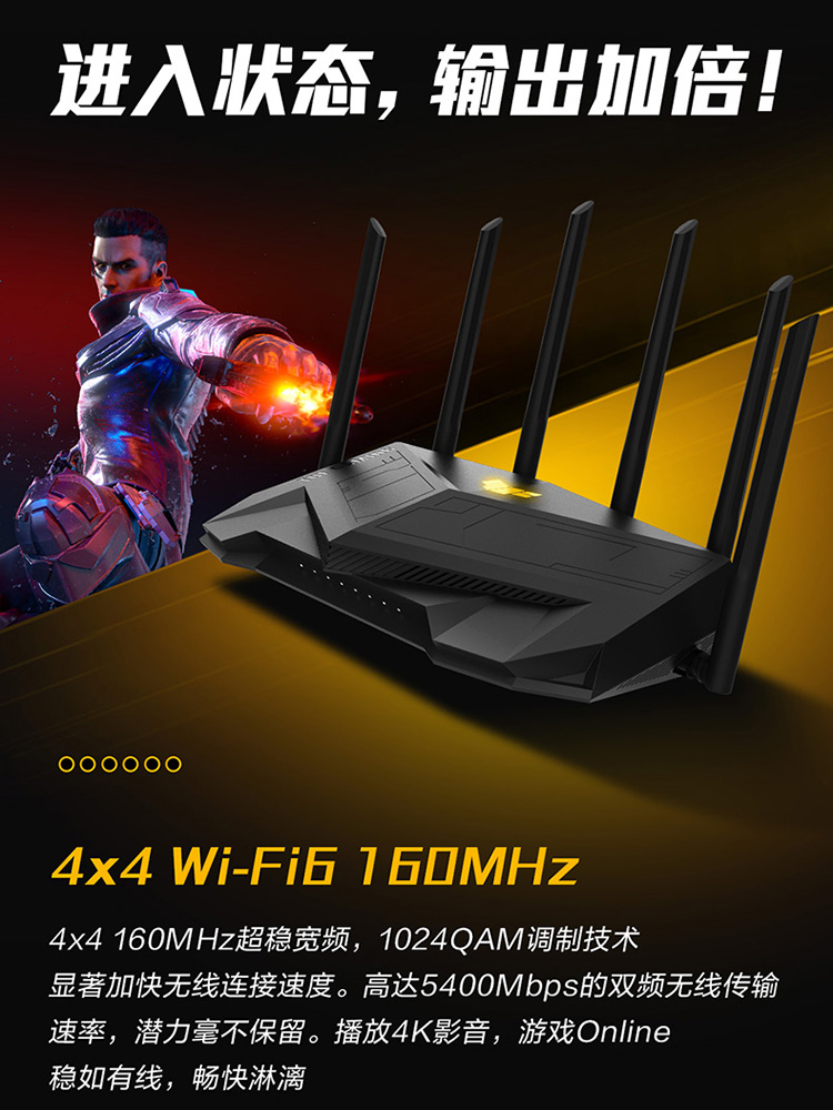 【2023年5G加强版】华硕TUF GAMING AX5400 电竞游戏路由器/三端游戏加速/AP功能 中央路由 高速WiFi6 5400M - 图1