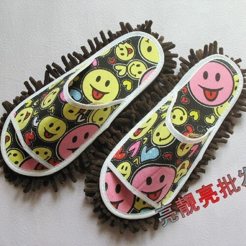 包邮 室内静音防滑开口可拆洗擦地拖鞋雪尼尔懒人拖鞋 拖地家居鞋 - 图0