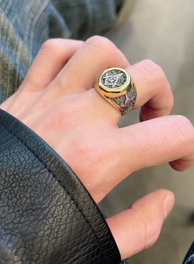 美式嘻个性镀金戒指男款高级感