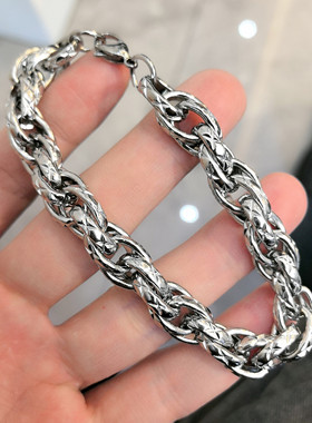 粗款链条抛光钛钢手链男