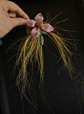 康康小众手作发饰旗袍配饰花开富贵原创设计感头花新中式配饰头饰