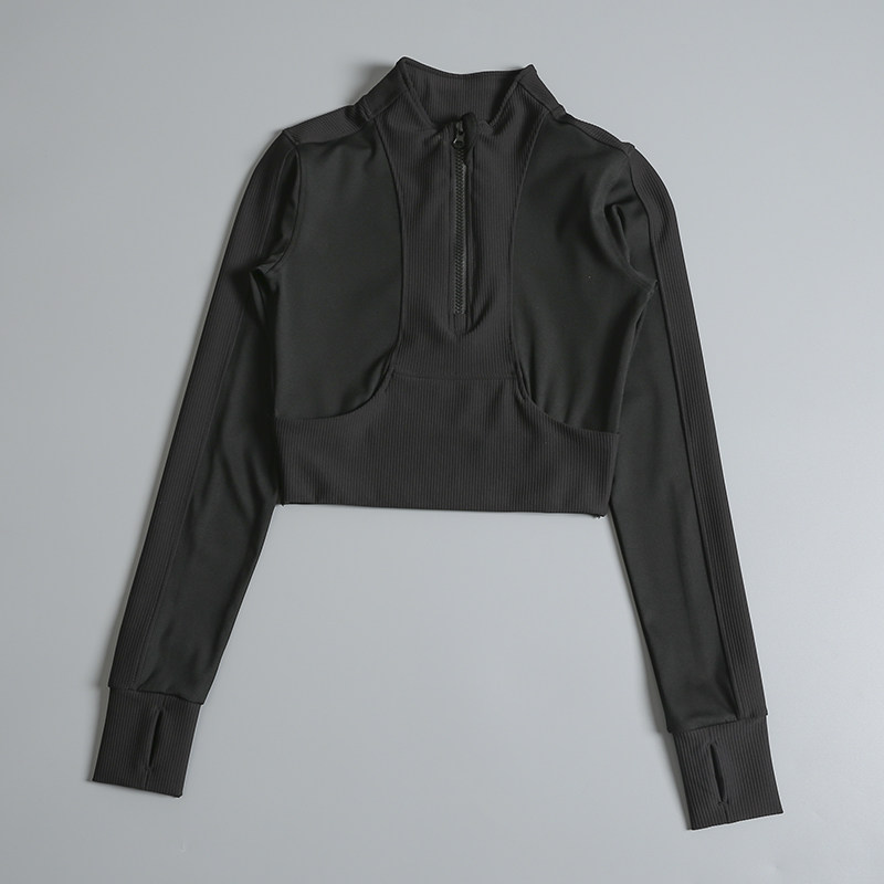 立领半拉链紧身运动外套女短款跑步健身服上衣训练显瘦瑜伽服长袖,淘宝优惠券,粉丝福利购,淘宝优惠卷