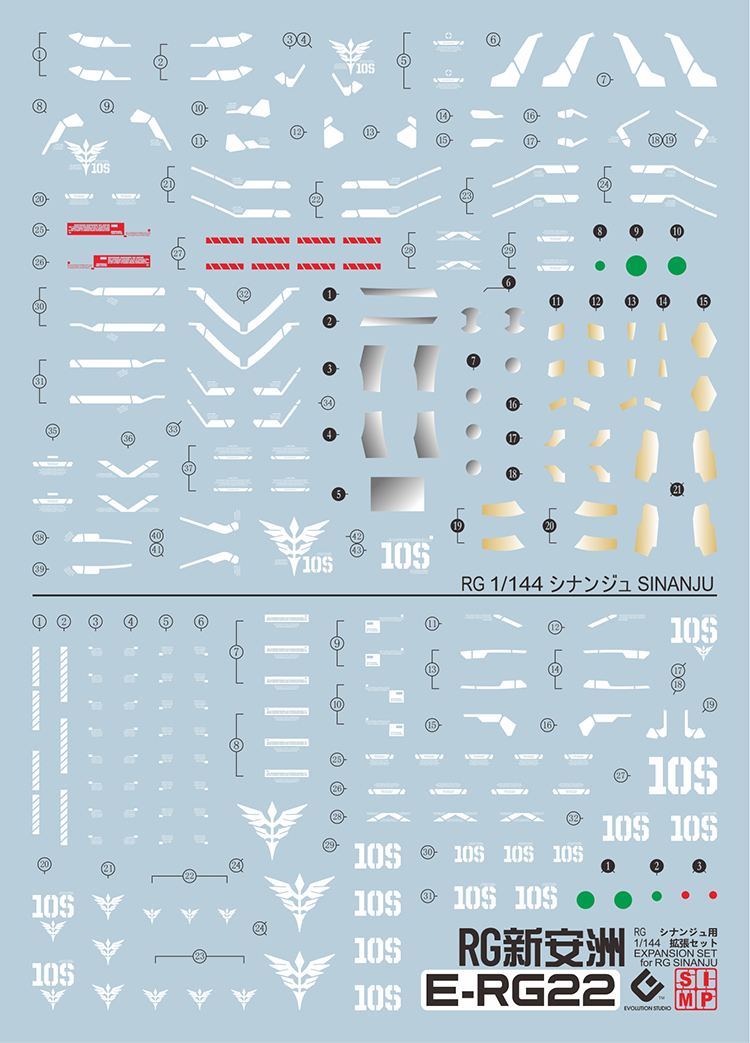 EVO-RG22水贴可用于万代 RG新安洲 Sinanju MSN-06S新安州荧光-图0