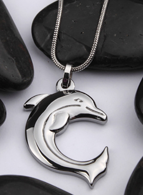 poko.show钨金女士海豚吊坠 送女朋友轻奢小众精致设计项链坠