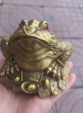 黄铜纯铜金蟾摆件三足金蝉蟾蜍家居客厅玄关酒柜装饰店铺开业礼品