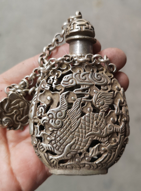 镂空老虎麒麟香囊摆件古玩铜器