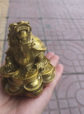 黄铜纯铜龙龟摆件龙头龟 口含珠龟摆件家居桌面装饰乌龟