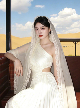 韩版蕾丝花边白色丝巾女夏季法式旅游防晒披肩头巾百搭薄款围巾