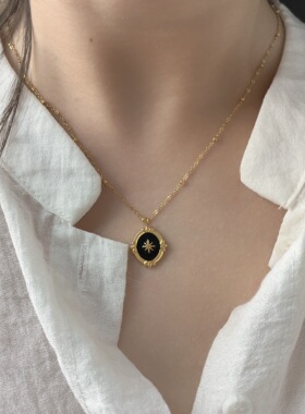 安眠曲钛钢女黑色滴釉项链不掉色