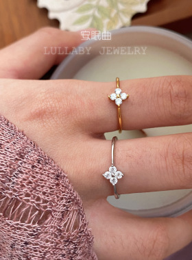 这个百搭！s925纯银四叶草戒指