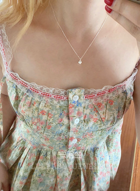 安眠曲s925纯银实心爱心锁骨链