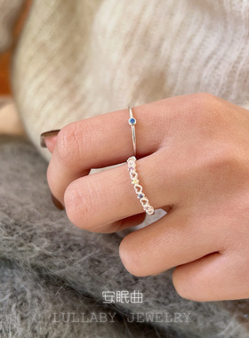 甜妹系爱心镂空彩钻s925纯银戒指