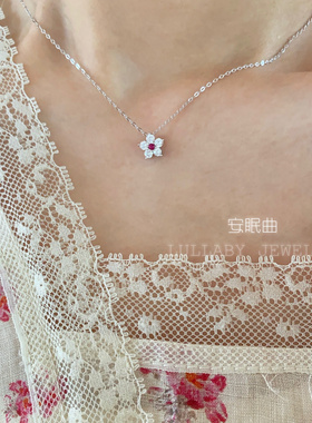 走花路！毕业礼物s925纯银花朵闪钻小众设计甜美少女锁骨链项链女