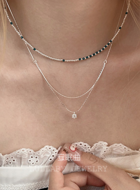 竹韵流光新中式双层单钻项链