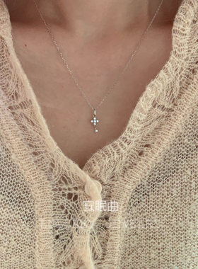 洗澡不用摘纯银四叶草mini锁骨链