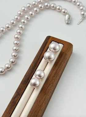 曼塔玫瑰  温柔小众粉紫色人造仿珍珠耳钉