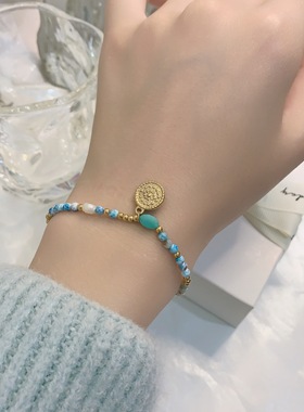 手饰小众设计感女海洋蓝手链