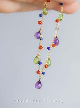 紫水晶橄榄石14K注金手作手链